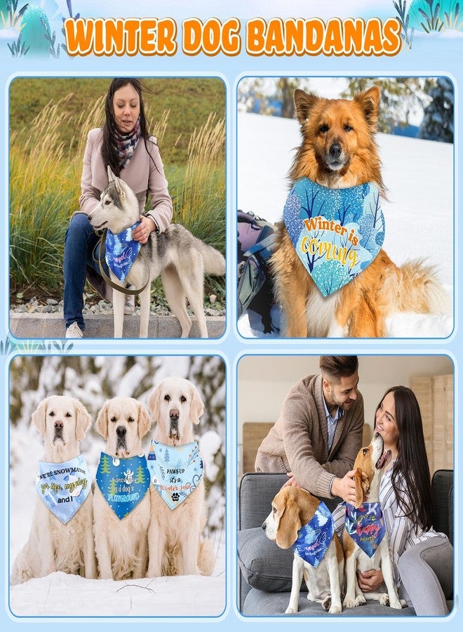 Abbylike 50 Pcs Winter Dog Bandanas Bulk Pet Scarfs Triangle Bibs Adjustable Washable Puppy Kerchief Seasonal Pet Costume Accessories Grooming Supplies for Small Medium Large Dogs Cats - Image 2